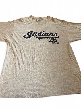 Men’s Vintage Nutmeg Mills 1998 MLB Cleveland Indians #25 Thome Size XXL